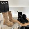 Martin boots women's new retro suede in autumn and winter 2025 wear thick-soled belt buckle thick heel round head medium boots women