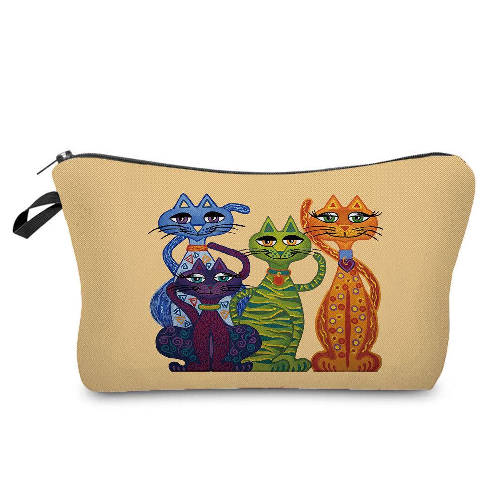 Women Cat Print Cosmetic Bag Toiletries Organize Travel Storage Case 6689
