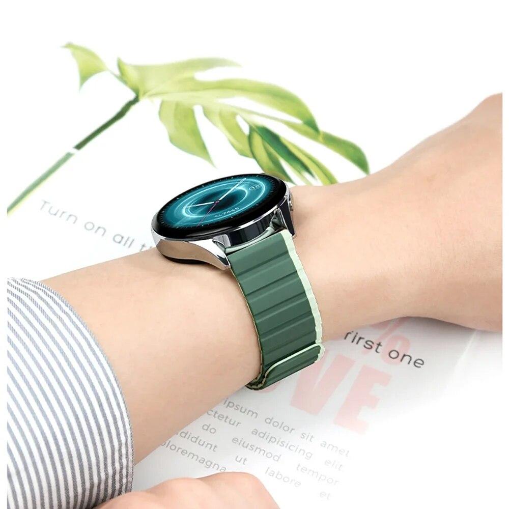 20mm 22mm Řemínek pro Samsung Galaxy Watch4 5 6 40/44mm Classic 42/43/46/47mm Magnetický silikonový náramek Amazfit GTS 2 4 mini Pás