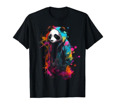Panda Kunst Buntes Tier Panda T-Shirt Herren Damen T-Shirts Oberteil