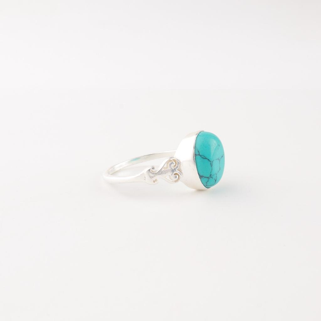 Natural Blue Turquoise Gemstone925 Sterling Silver Jewelry Handmade Ring For Her RR-66-34