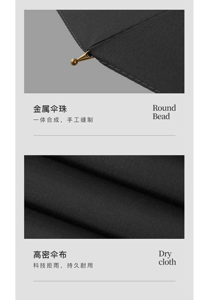 Mido 24 bone reinforced business umbrella, solid wood men's straight pole dual-use windproof double handle long handle umbrella
