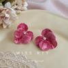 Elegant Pink Enamel Flower Earrings: Luxurious Gradient Drip Glaze Studs with Zirconia Detailing