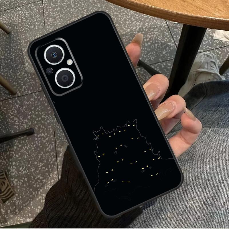 Black Cats Ink Cute Pet Witch Art For OPPO Reno 7 8 Lite 8T 14F 13F 11F 12F 10 11 12 13 14 Pro OPPO Find X9 X8 X5 X6 Pro Case