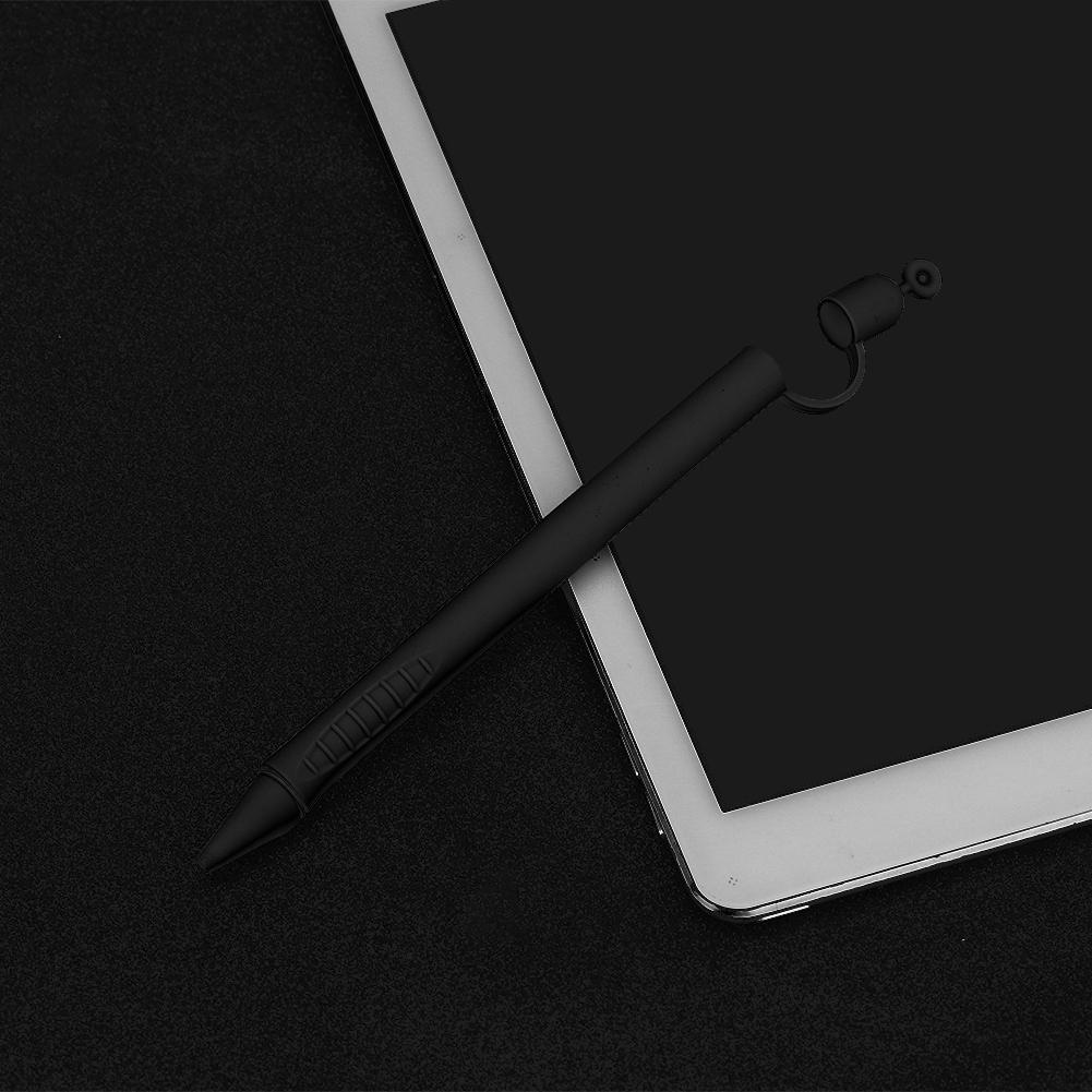 Leichter Silikon Runder Stifthalter Anti-Verloren & Rutschfest Für Apple Pencil (Schwarz)