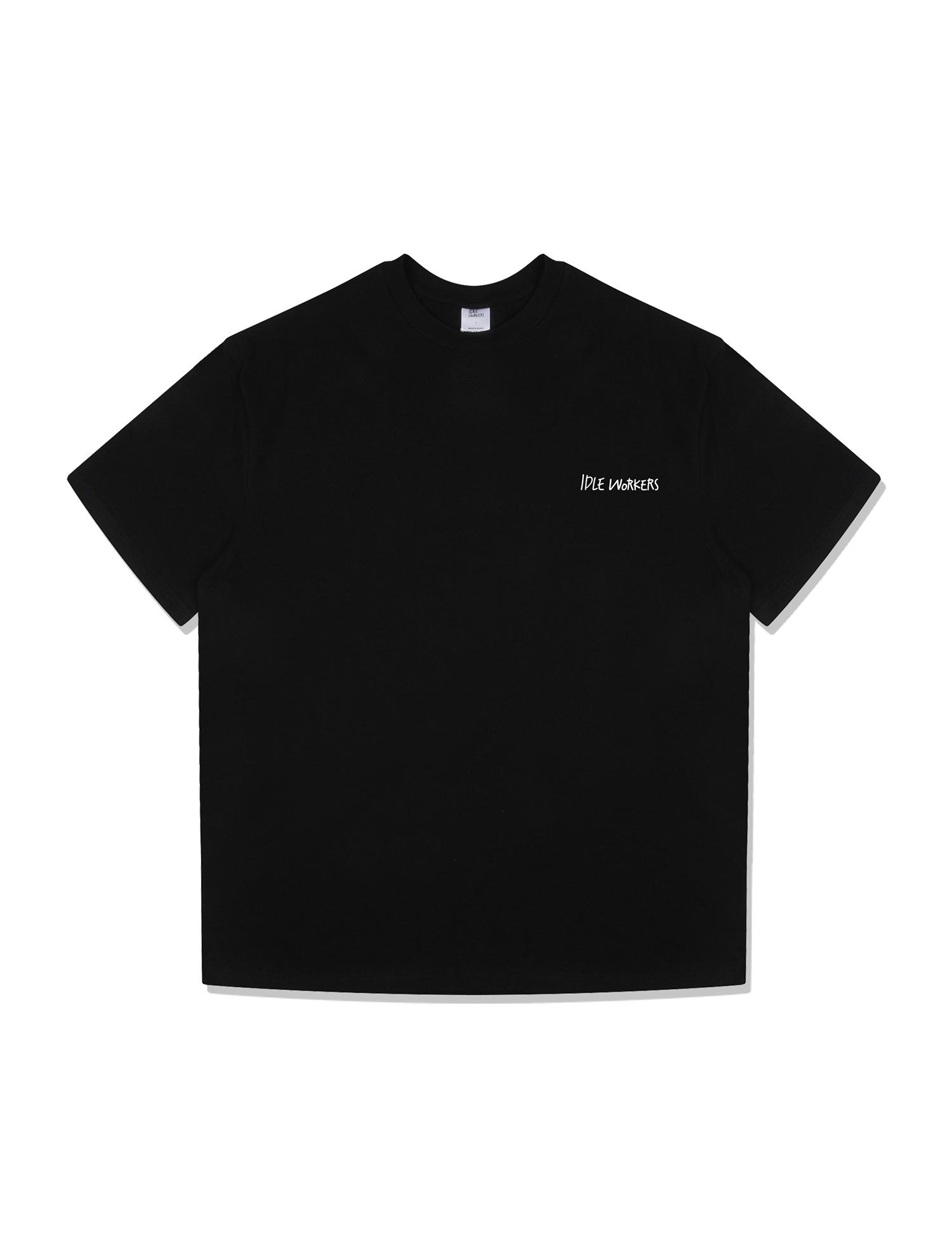 Idle Workers Single Authentic Logo Cotton Oversized Short Sleeve_Black L