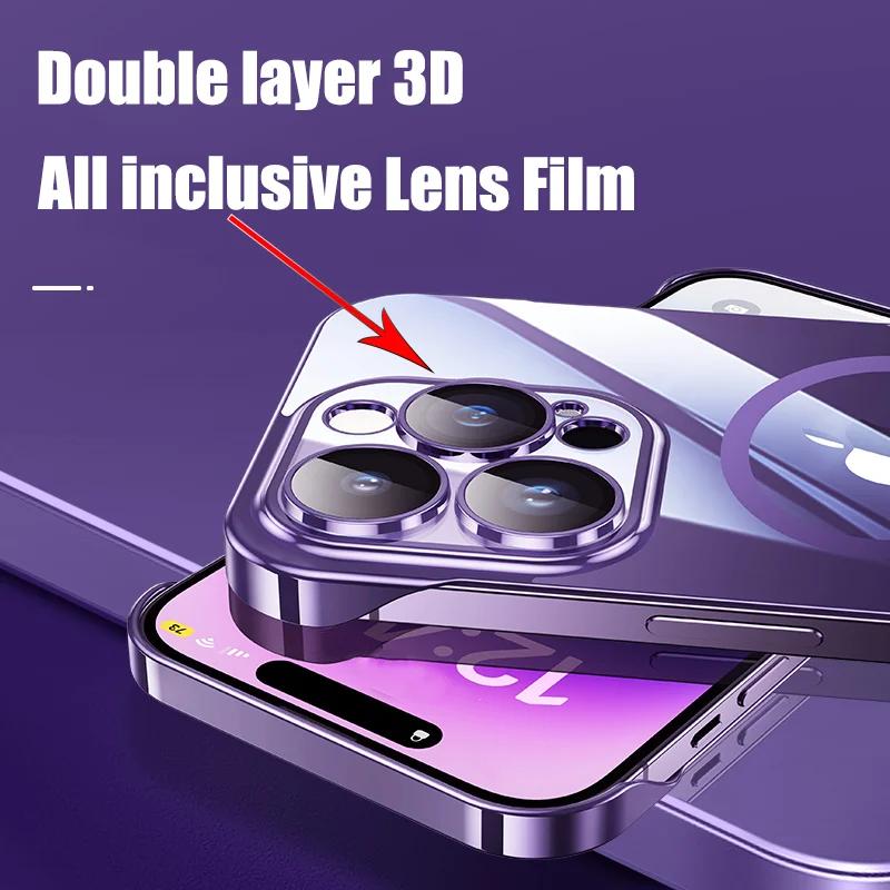 Luxury Plating Frameless Magnetic For Magsafe Thin Case For iPhone16 17 13 15 Pro Plus Max Wireless Charging Clear Slim PC Cover