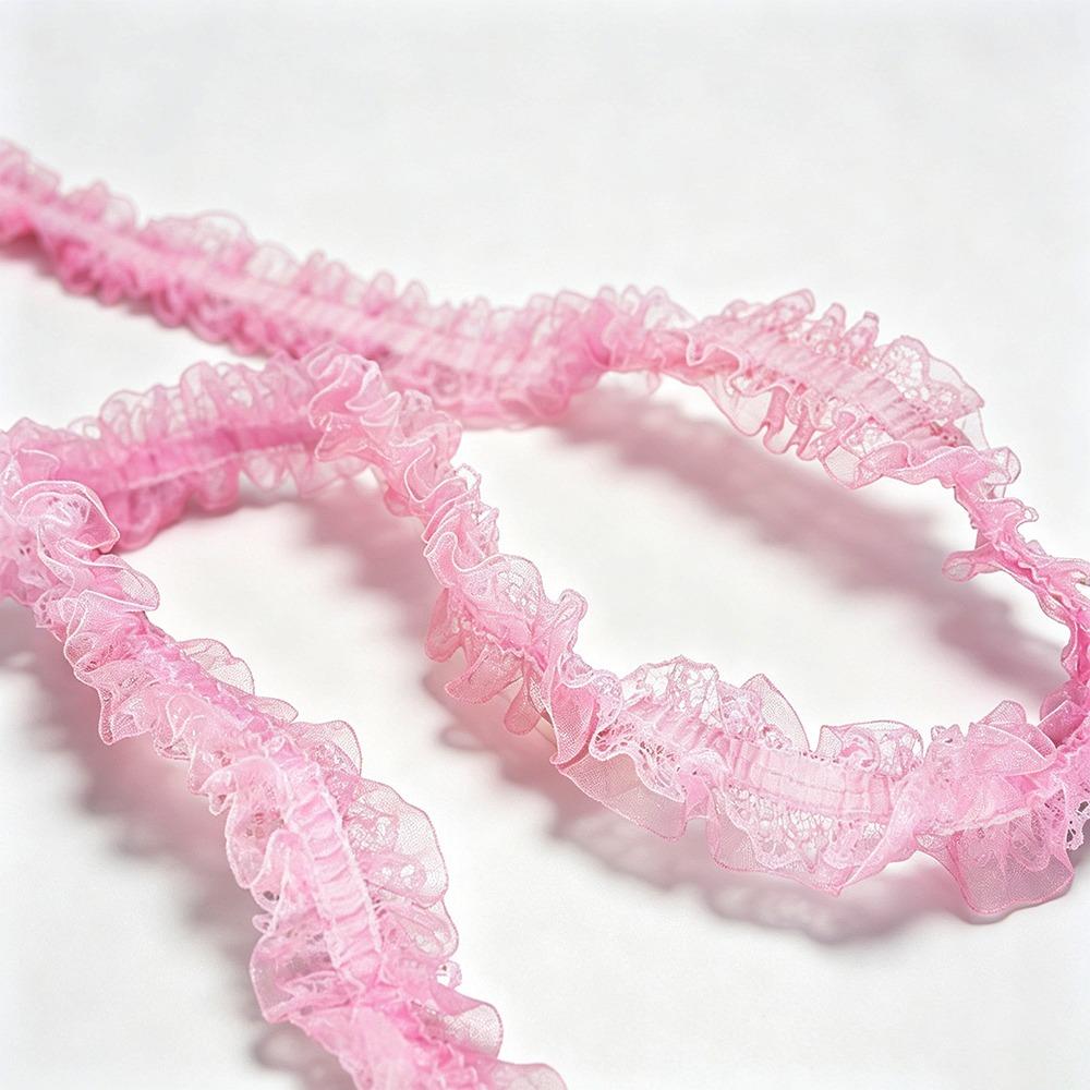Double Layers Embroidery Lace Fabric Elastic Sewing Lace Trim Pleated Lace Trim For DIY Crafts