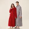 Men's Plush Bathrobe Zipper Up Long Housecoat Winter Warm SPA Fleece Duster Robe with Pocket Flannel Full Length Loose Fit Nightgown Sleepwear for Men