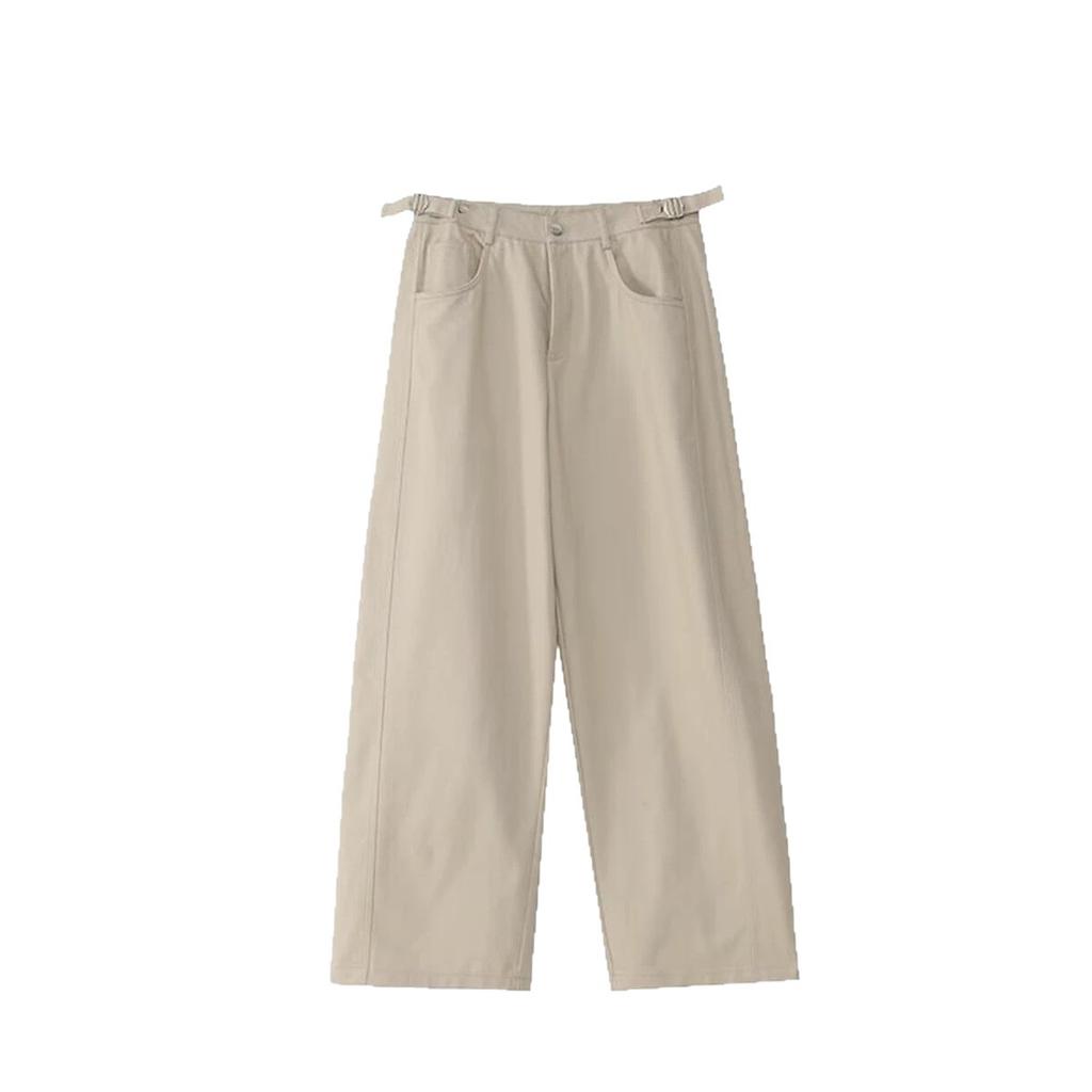 Apricot casual pants men's summer retro straight-leg suit pants cleanfit trendy brand versatile wide-leg trousers