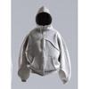 Unisex Streetwear Hoodie With 3D Foil Print Zip-Up Front Loose Fit Long Sleeve Gray
