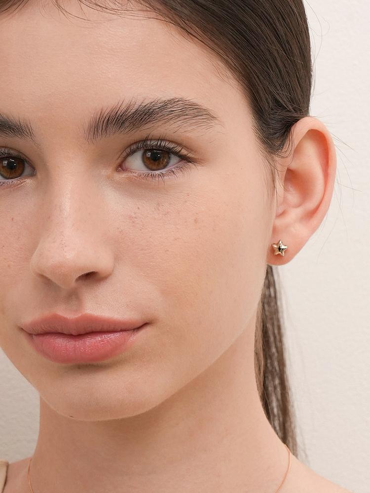 Minimalpiercing 14K 18K Golden Star Layer Piercing Earrings