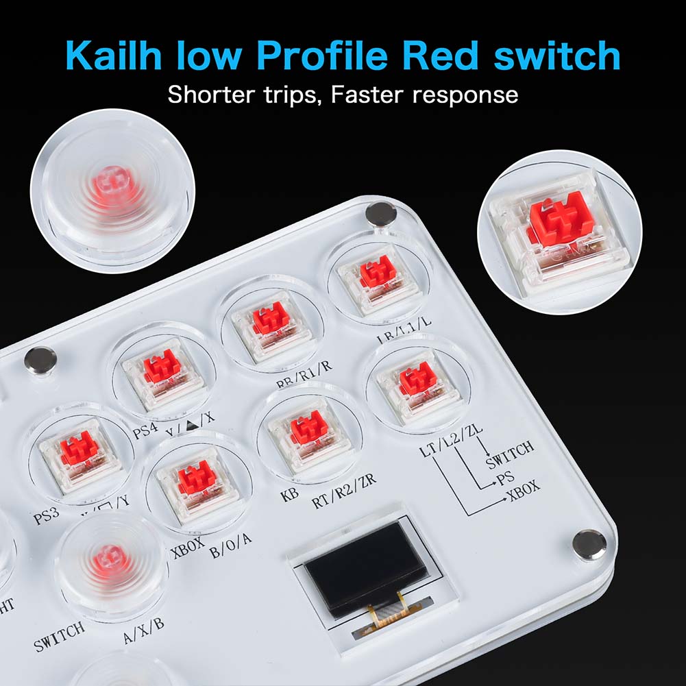 Leverless Controller Fight Sticks 12Keys Mini Fighting Game Arcade Stick with Turbo & Hot Swap RGB Button for PS4/PS3/Switch/PC