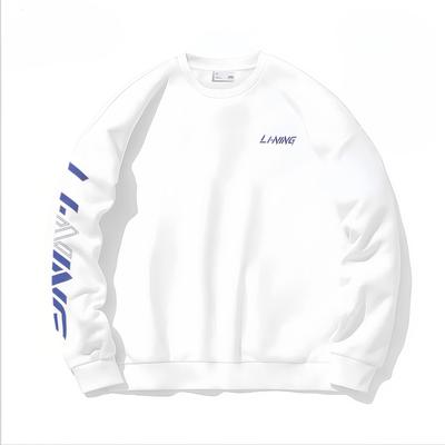 Li-Ning Serie Vita nel Campus Girocollo Bianco Logo Felpa Comoda Delicata sulla Pelle Felpa Unisex AWCVD45-1