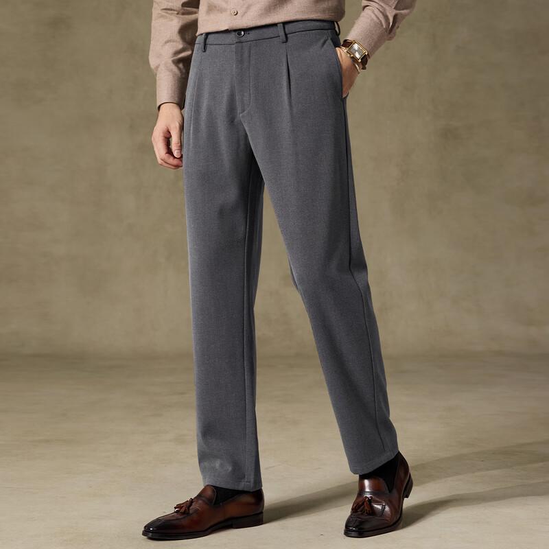 FIRS Men's Plush-Lined Straight-Leg Business Casual Trousers
