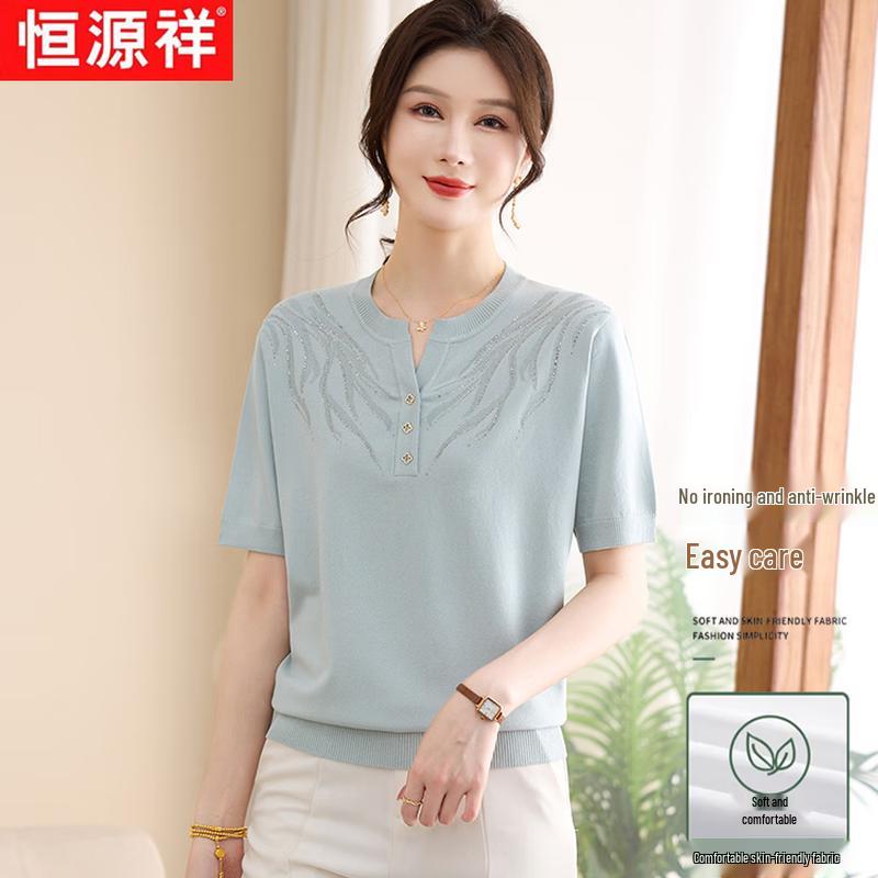 Hengyuanxiang Women s Summer Solid Short Sleeve T-Shirt 120 зеленый xl
