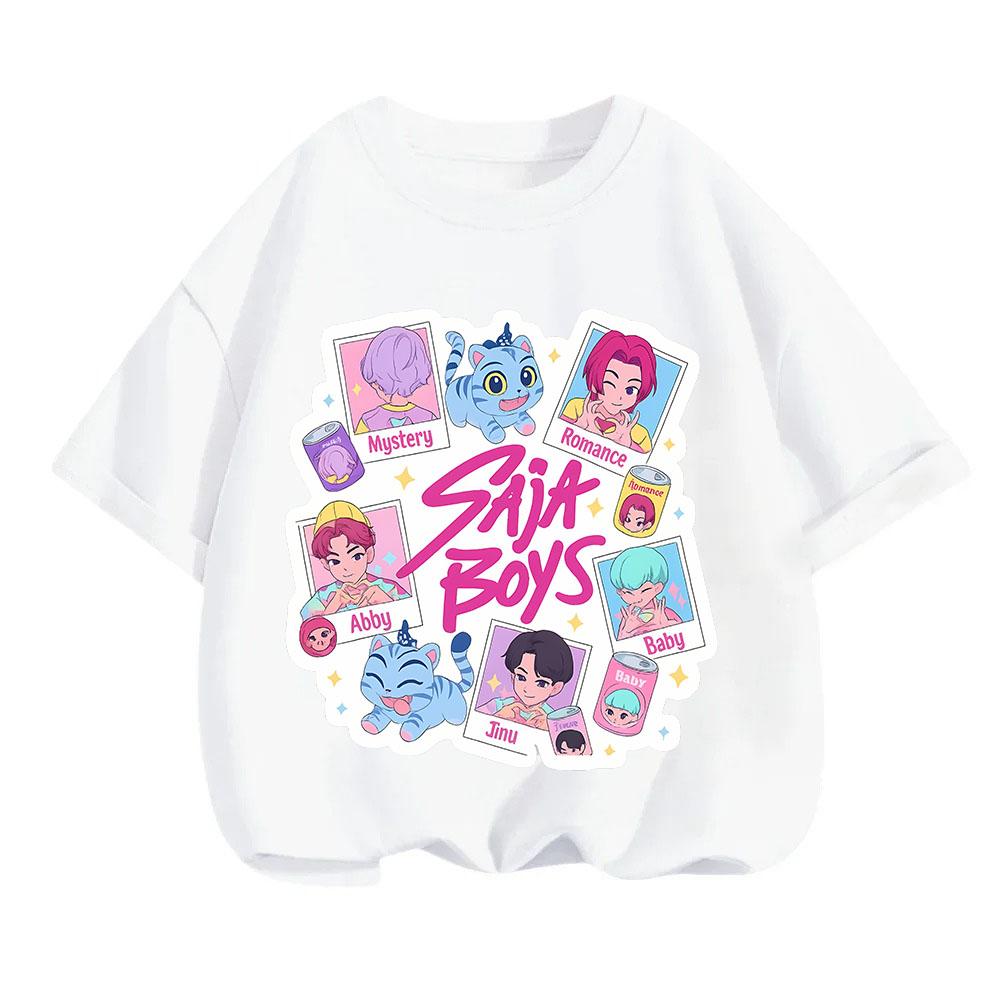 KPop Demon Hunters Children's T-shirt Cotton Korean Fashion Casual Round-neck Top Movie Cartoon Girl Boy Tshirt Kid Tees