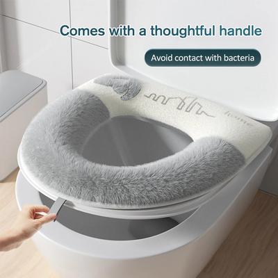 Alfombrilla universal suave para asiento de inodoro con elevador de tapa de inodoro, funda de asiento de inodoro más gruesa y lavable, accesorios de baño