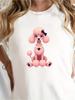 Relaxed Short-Sleeve Crew Neck T-Shirt Showcasing a Chic Pink Poodle Graphic, Ideal for The Spring A
