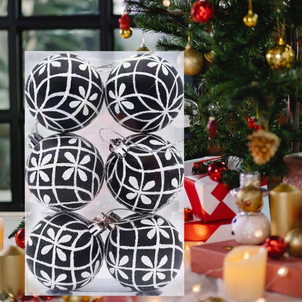 6pcs 6cm Christmas Balls Round Hanging Ball Decoration Gifts Window Dress Up Balls  Party Holiday