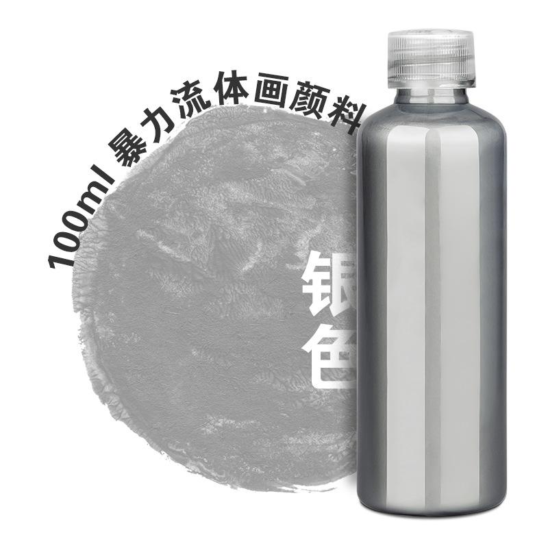 

100ml Violent Bear High Glow Fluid Paint Metallic Acrylic Pigment for DIY Art Canvas Craft Vibrant Shimmering Colors 100ml срібний
