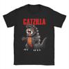 Men Catzilla Funny Cat Monster  T Shirts  Pure Cotton Clothes Creative Short Sleeve Round Neck Tees Printed T-Shirt