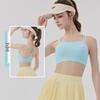 Women's Color-Block Yoga Bra: Two-Shoulder Strap, Fixed Pads, Bare-Back Design, Quick-Dry, Moisture-Wicking.