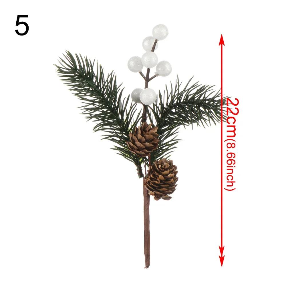20-26cm Rotes Beeren-Bouquet Künstlicher Tannenzapfen Blumenast Weihnachtsbaumschmuck Hochzeitsfeierdekor Festliche Artikel