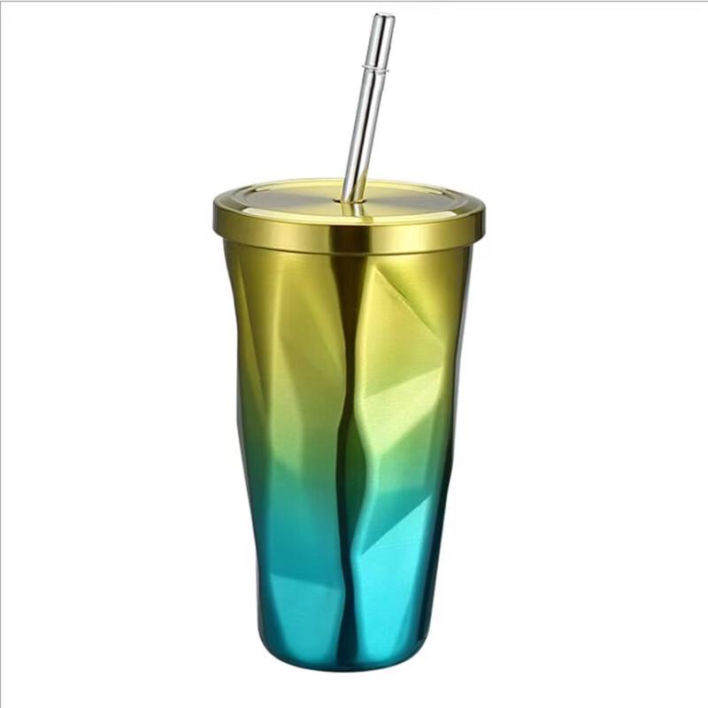 Gradual Color Diamond Double-Layer Stainless Steel Insulated Mug