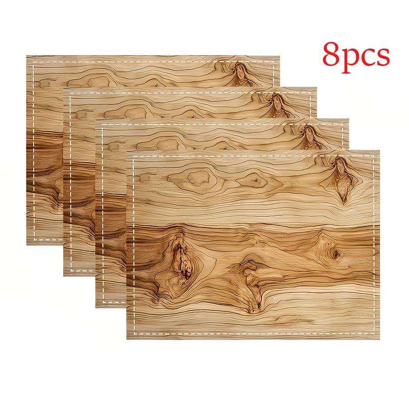 4/6/8pcs Modern Minimalist Style Table Mats, 13.39 X 17.72inch, Fashionable Art Wood Grain Pattern Placemat, Kitchen, Restaurant, Home Decor, Party,
