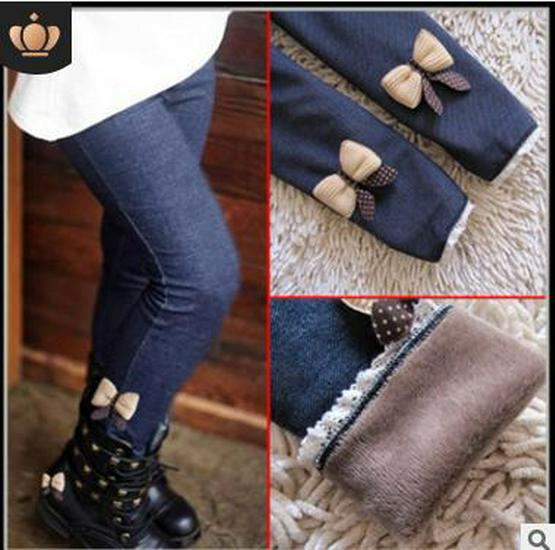 

Girls Faux Denim Fleece-Lined Leggings, Autumn/Winter Outerwear, Ages 3-5, 7-9, Trendy and Warm. 110cm