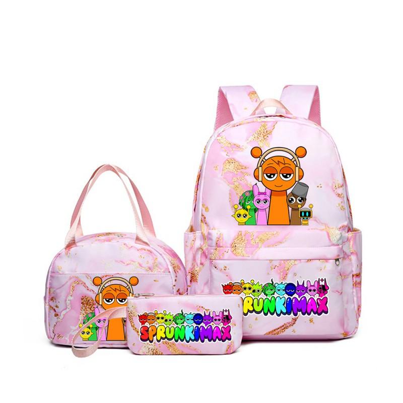 Sprunki Rhythm Box Cartoon Kids School Backpack Set With Lunch Bag Pencil Case Boys Girls