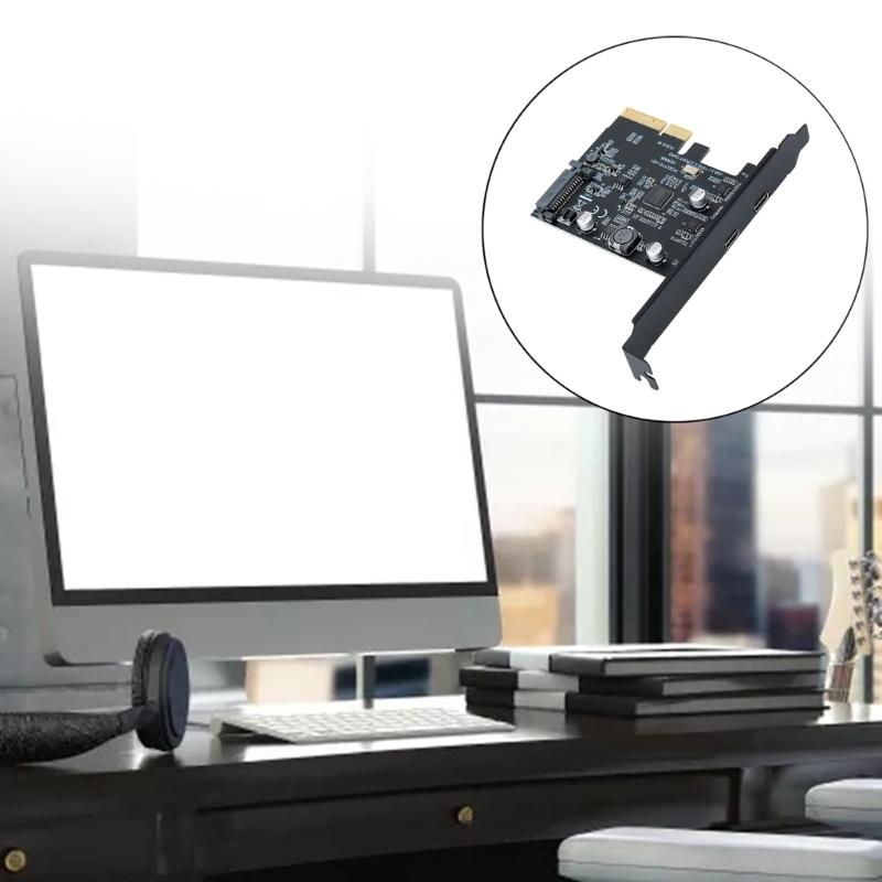 2-Port Type-C PCI-E pansion Card PCI-Express 4X to USB 3.2 Gen  Adapter 10Gbps Fast Transfer