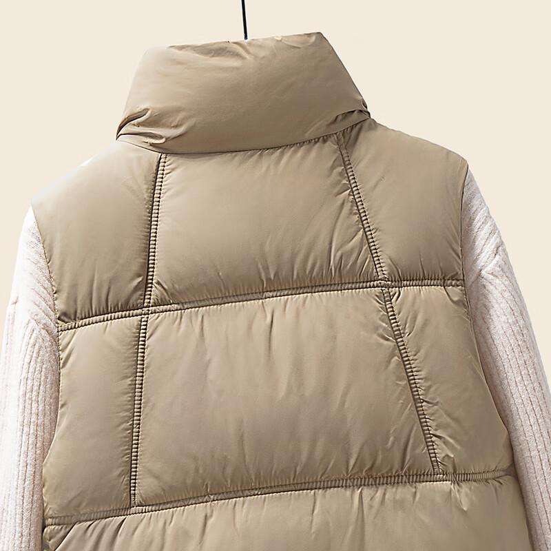 Sibaishe Women's Solid Color Stand Collar Padded Vest