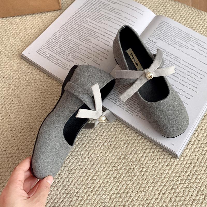 Fashion French Grey New Heightened Bow Shoes for Women