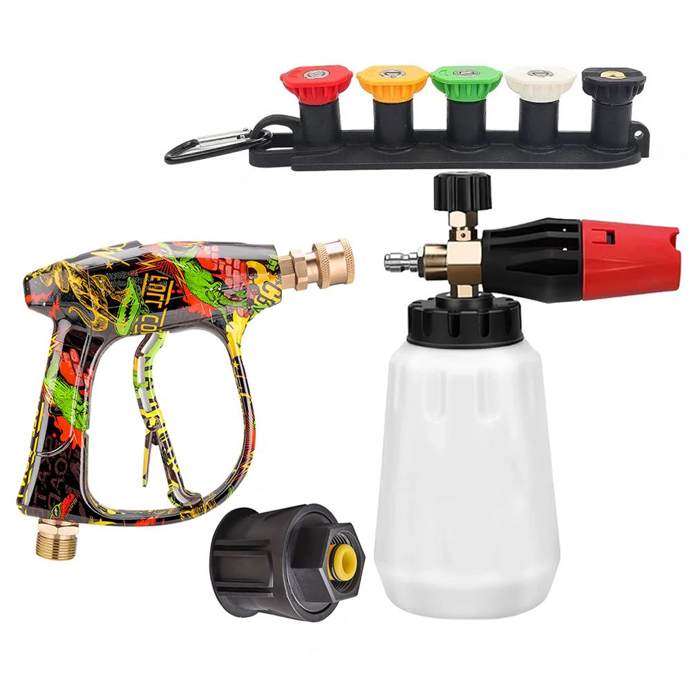 Simple Installation Graffiti Washer Gun Combo Includes Foam Cannon, 5 Nozzles Base and Premium Plastic Karcher Adapter