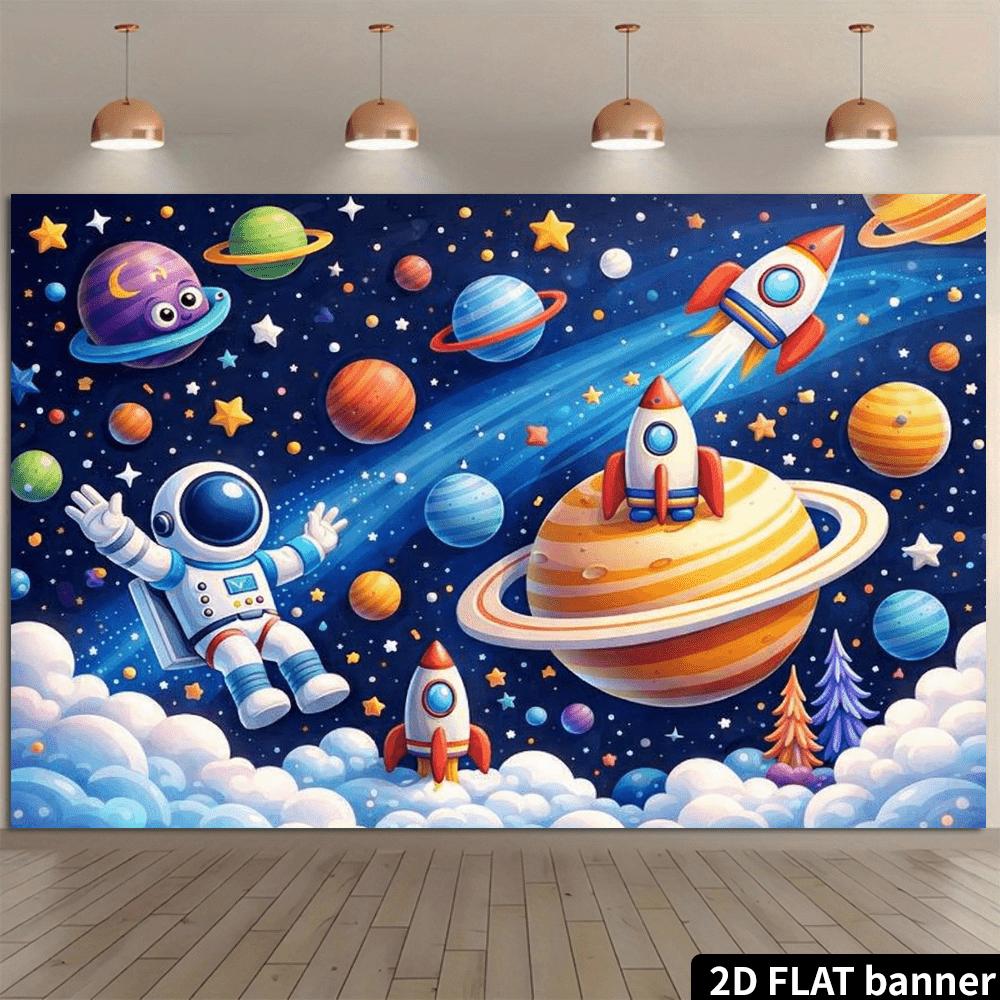 2D planar pattern background for space travel astronauts wandering in the starry sky