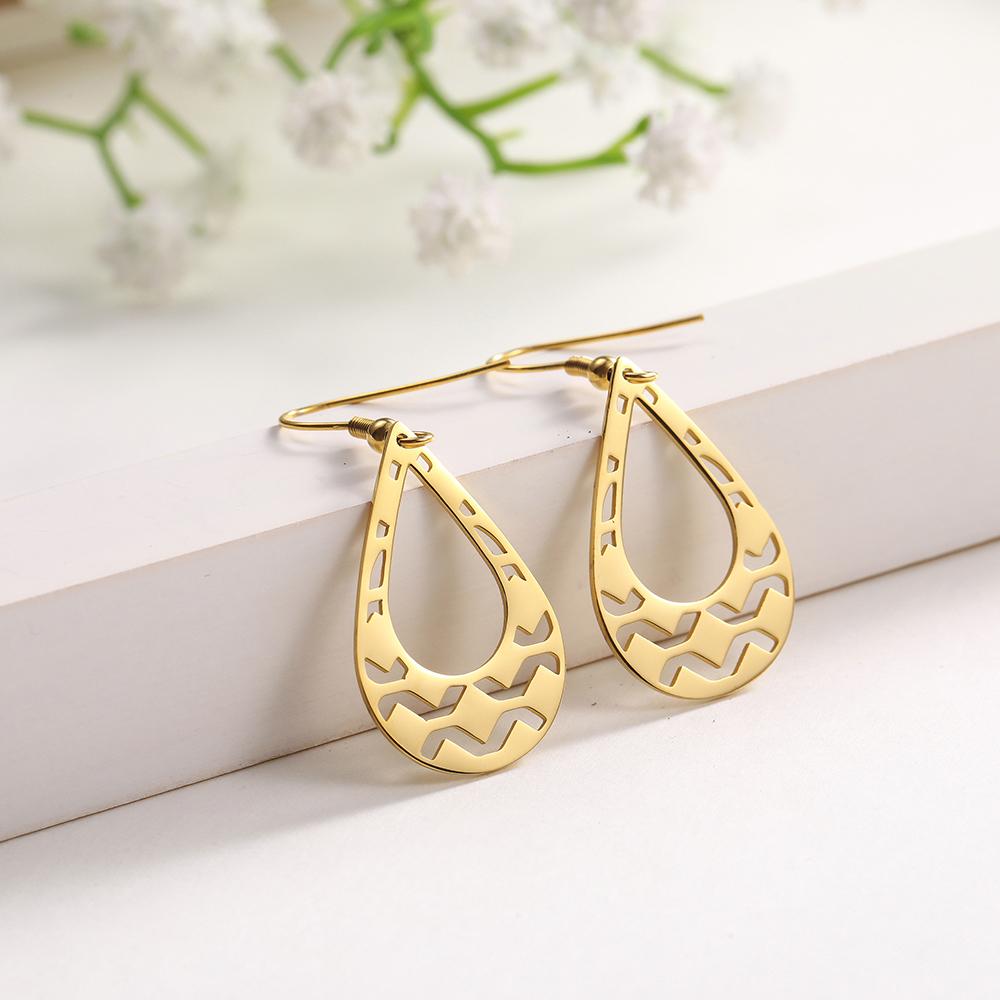 Bohemian Vintage Women Earrings Jewelry Stainless Steel Black Golden Slivery Geometric Drop Earring Gift