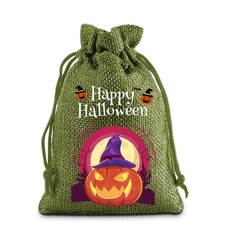 Halloween Kinder Zuckertüte Kürbis Geist Leinen Bündel Mundbeutel Geschenktüte Kordelzug Süßigkeitentasche Lager