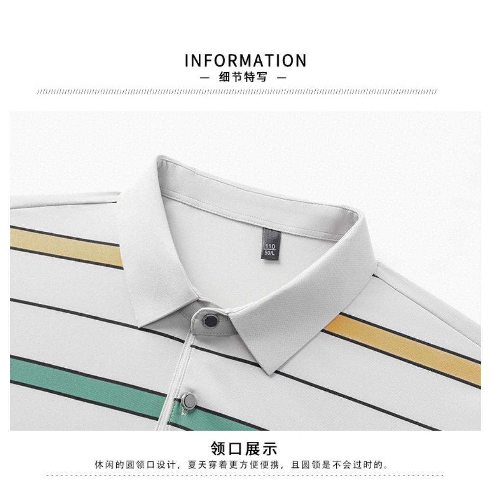 Short Sleeved Men's Polo Shirt Summer New Business Casual Striped Thin Ice Silk T-shirt Base Shirt
