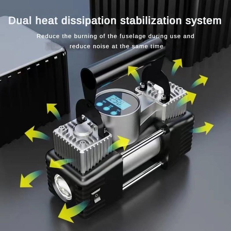 180W Car Tire Inflation Pump Electric Metal Dual Cylinder Gas Pump Portable Car Mounted Inflation Pump