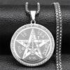 1PCS  Unisex Four-Character Divine Name Pentagram Amulet Necklace: Stainless Steel Pentagram Amulet Pendant