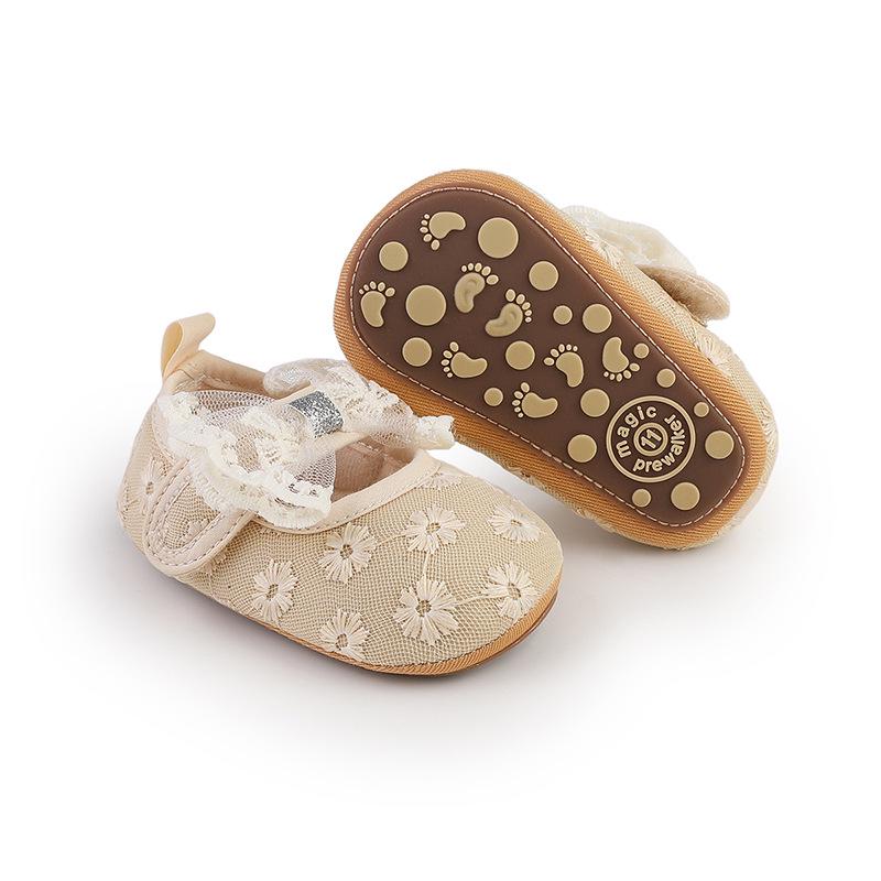 Solid Color Lace Baby Princess Shoes for 0-12 Months - Spring & Autumn Walking Shoes