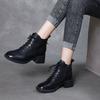 Stivali corti con tacco spesso, scarpe da donna in cotone, stivali Martin con lacci versatili con tacco medio, scarpe da donna alte retrò