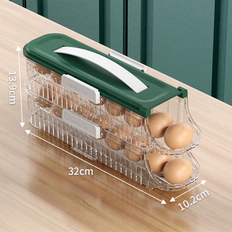 Scatola Porta Uova Tipo Cassetto per Frigorifero Frigorifero Scorrimento Automatico Organizzatore Cucina Organizzatori per la Casa Contenitori Ermetici Cibo