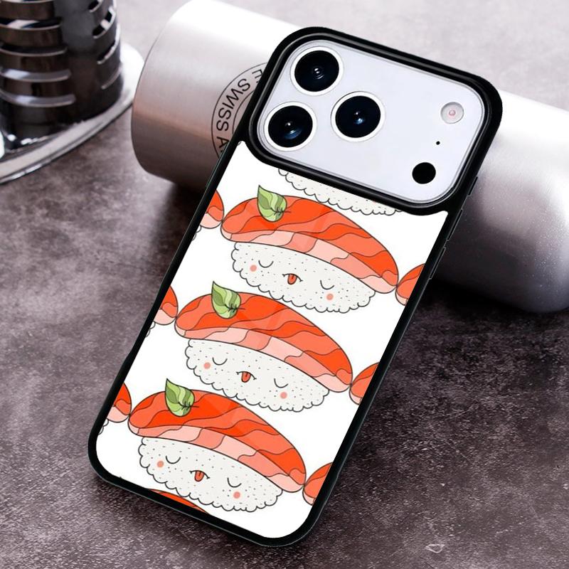 Kawaii Sushi Crowd Phone Case for iPhone 17 16 15 Pro Max Air 14 13 12 11 Plus Shockproof Cover