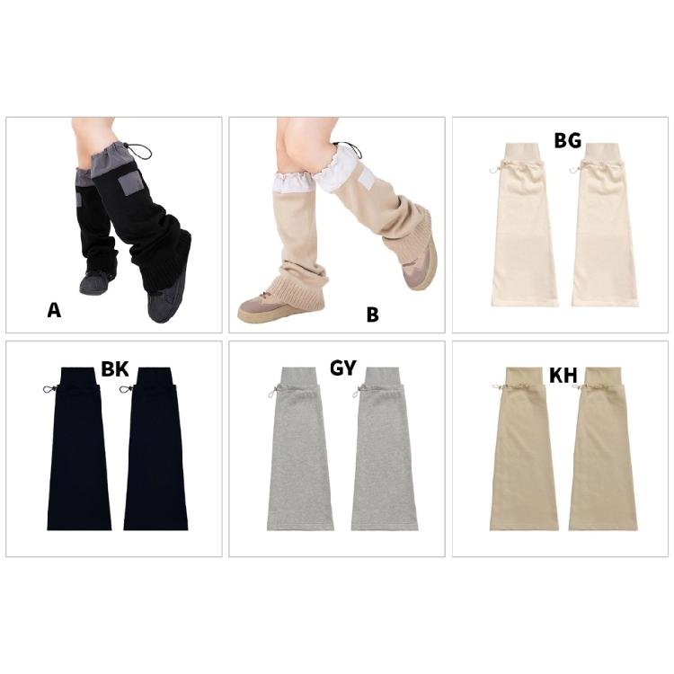 Harajuku Leg Covers with Adjustable Drawstring Punk Grunge Baggy Footless Socks Leg Warmers Gaiters Streetwear for Women