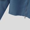 INCERUN Men Lapel Neck Long Sleeve Zip-Up Texture Cropped Casual Shirts