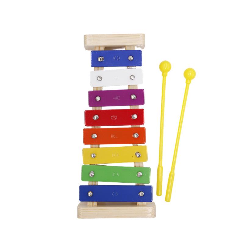 8-Note Wooden Xylophone Piano for Infants and Toddlers - Orff Percussion Instrument with Aluminum Plates