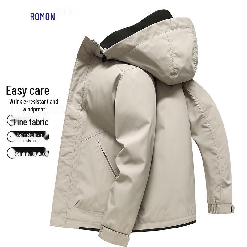 ROMON Men's Hooded Windproof Wrinkle-Resistant Jacket